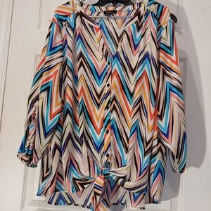 Dillard's Cupio woman 3X Chevron tie blouse